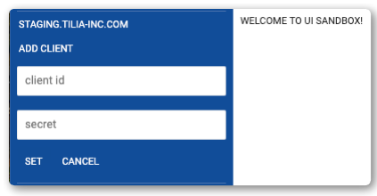 UI Sandbox developer credentials entry